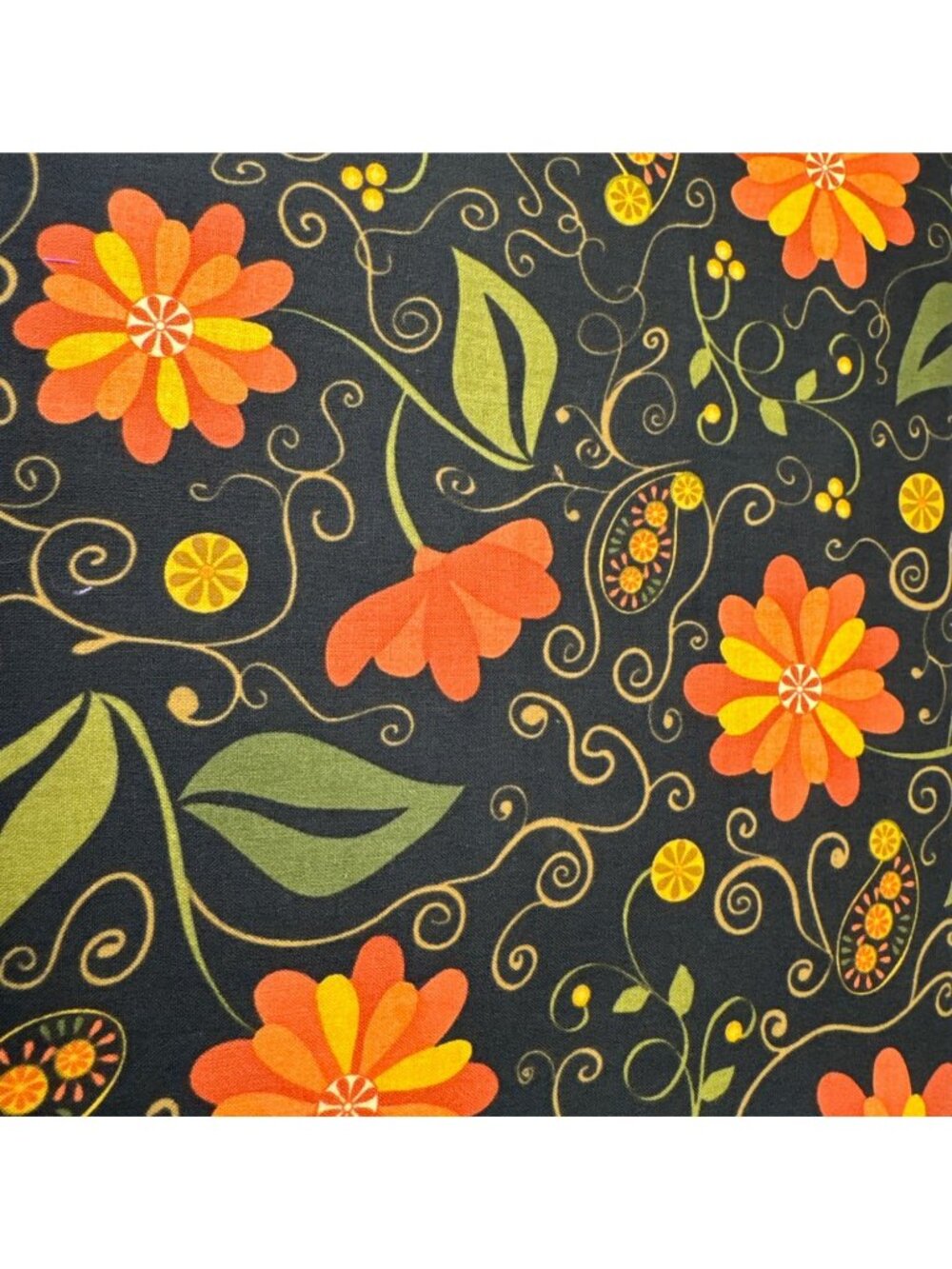 Arabella Pat Sloan P&B Textiles Cotton Floral Fabric 1/2 yard x 44 Orange Green